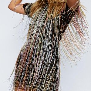 Nasty Gal Beaded Fringe Mini Dress